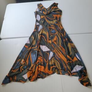 Forest Fairy Grunge Whimsy Dress Womens Medium Sheer Handkerchief Flowy Green